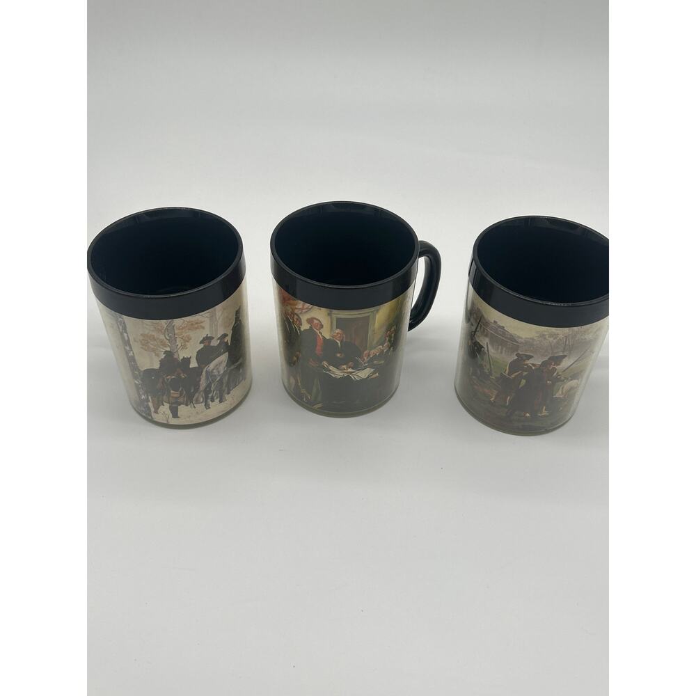 Vintage Thermo-Serv West Bend Mug Set of 3 Colonial History Valley Forge USA